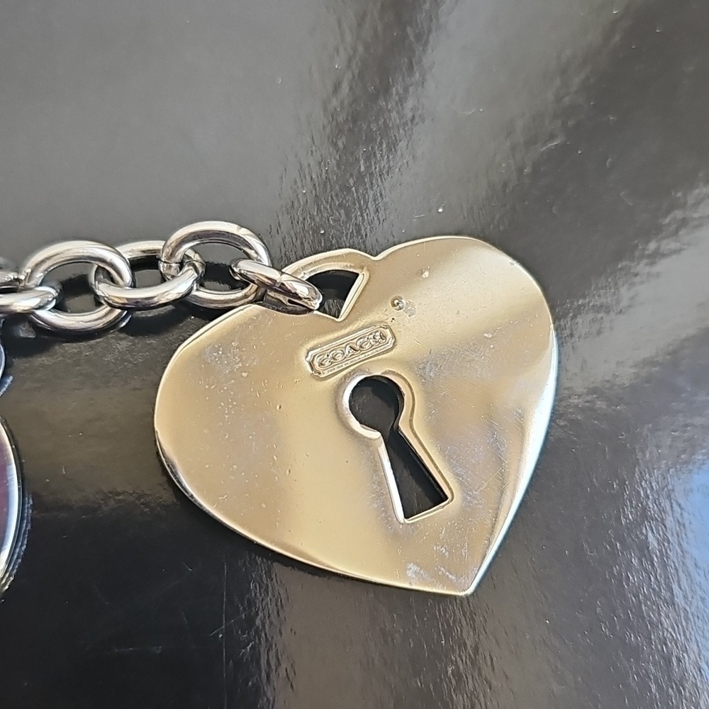Coach Silver Heart and Key Charm Keychain EUC - Picture 4 of 5